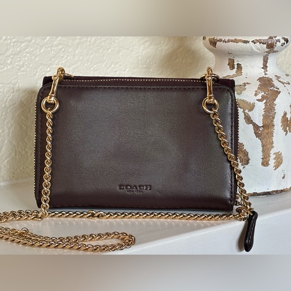 Coach Burgundy Clutch / Crossbody Bag / Purse. Garnet Necklace / Black Duster - Picture 5 of 16